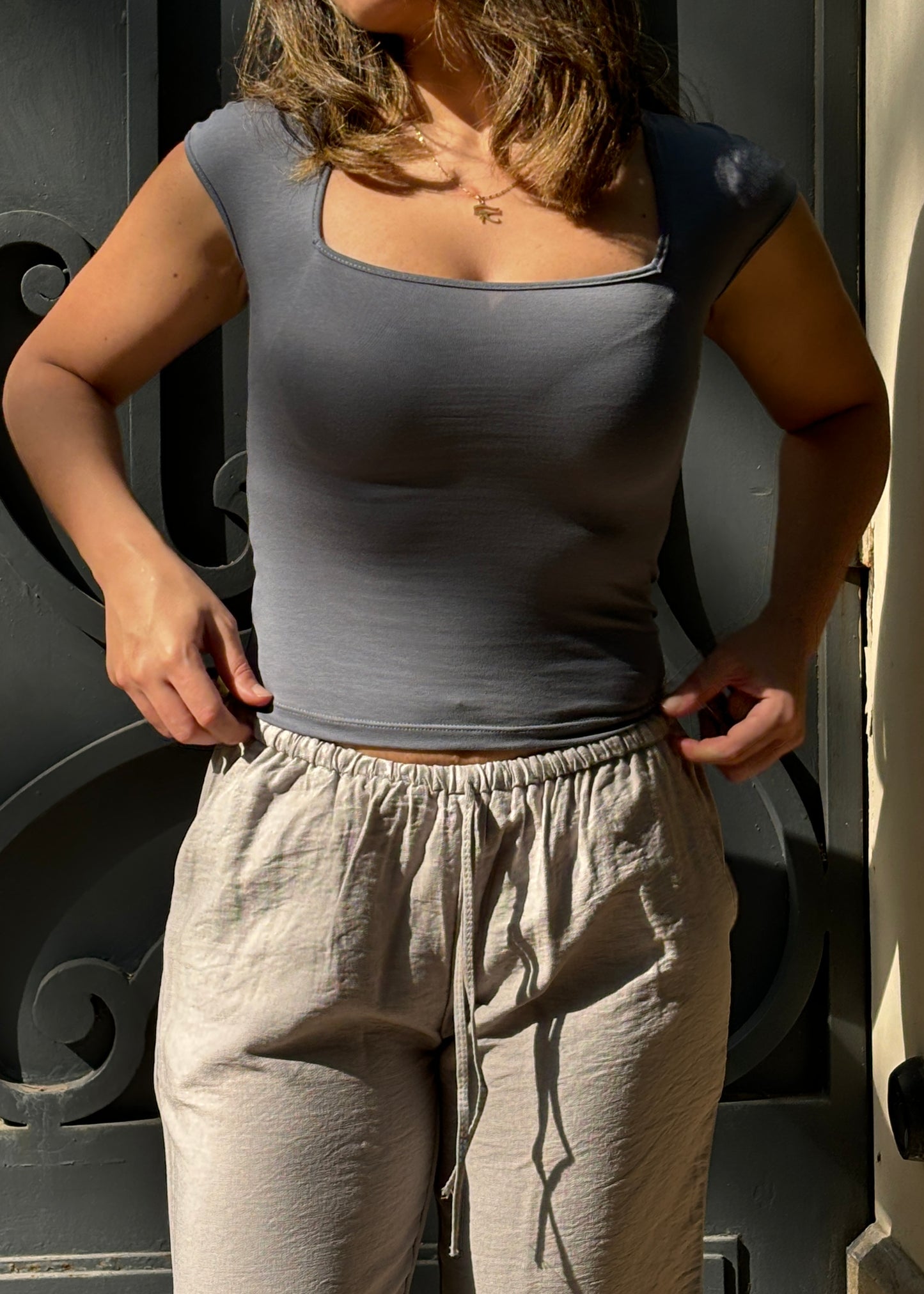 Half Sleeve Square Neckline Top