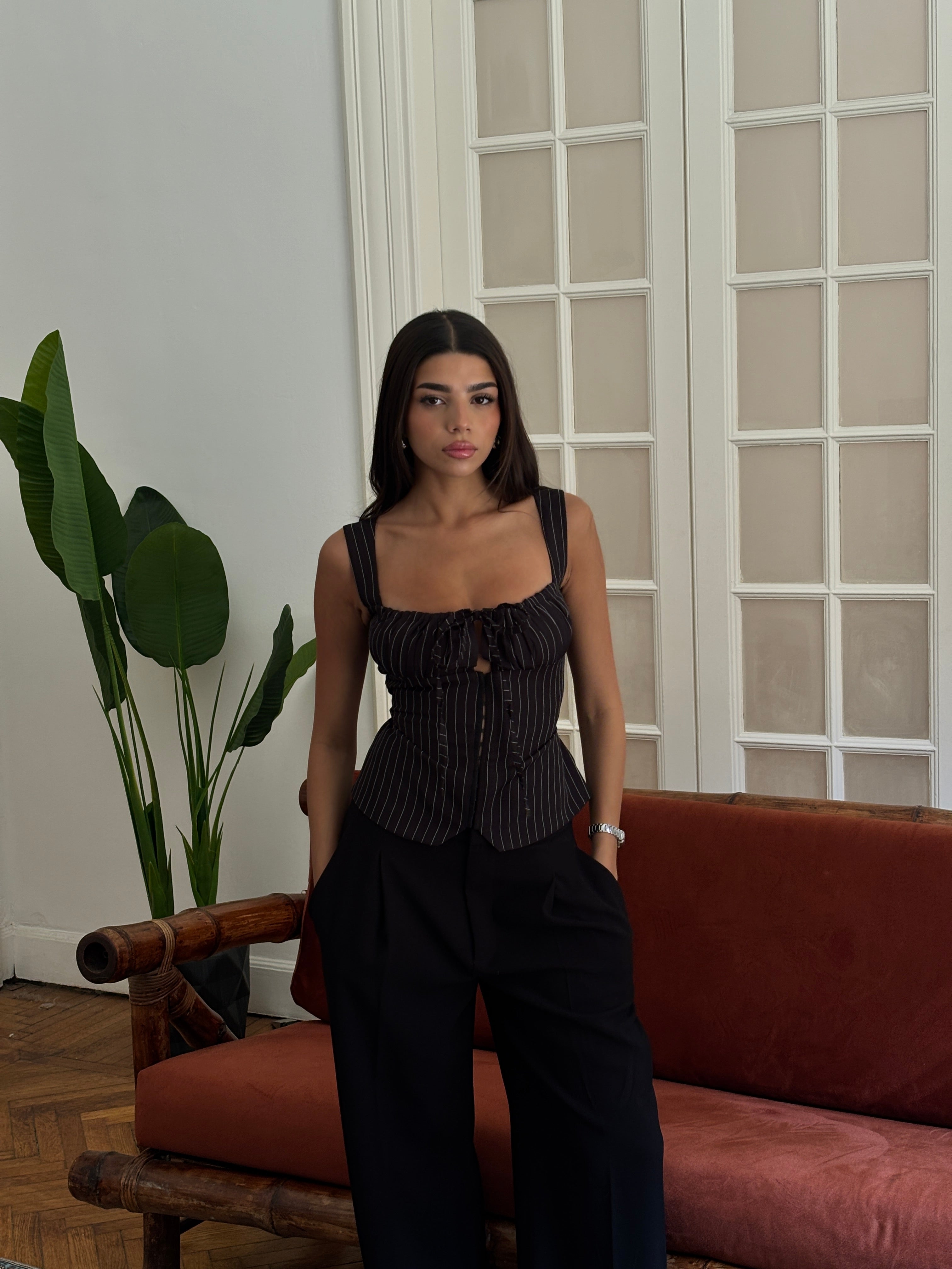 Pinstripe Corset Top