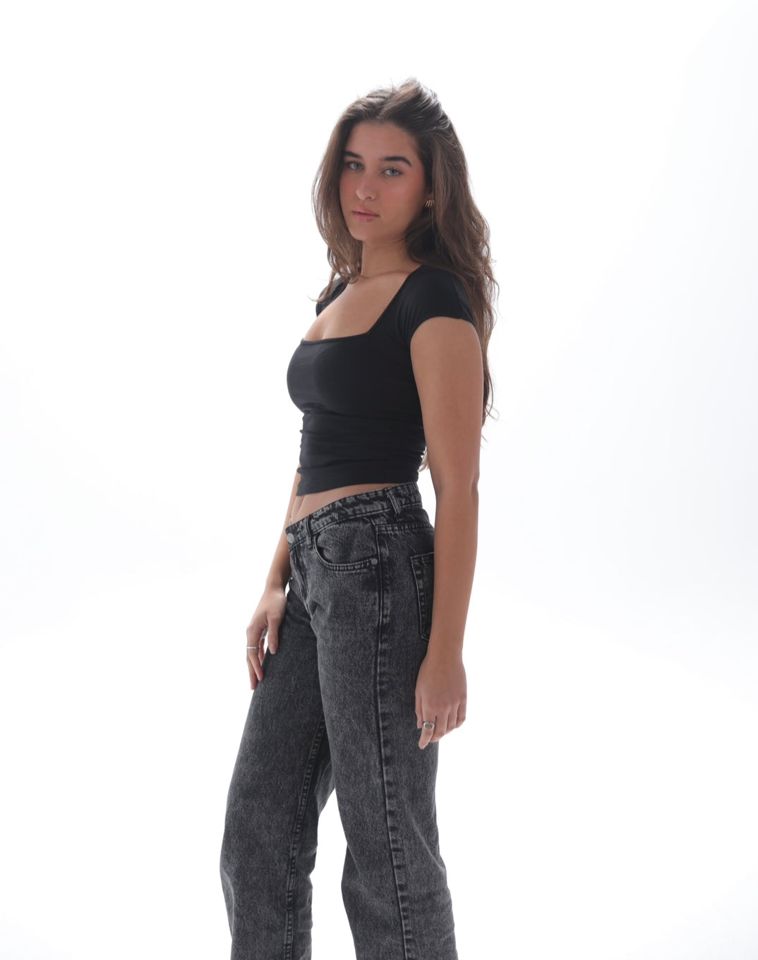 Half Sleeve Square Neckline Top