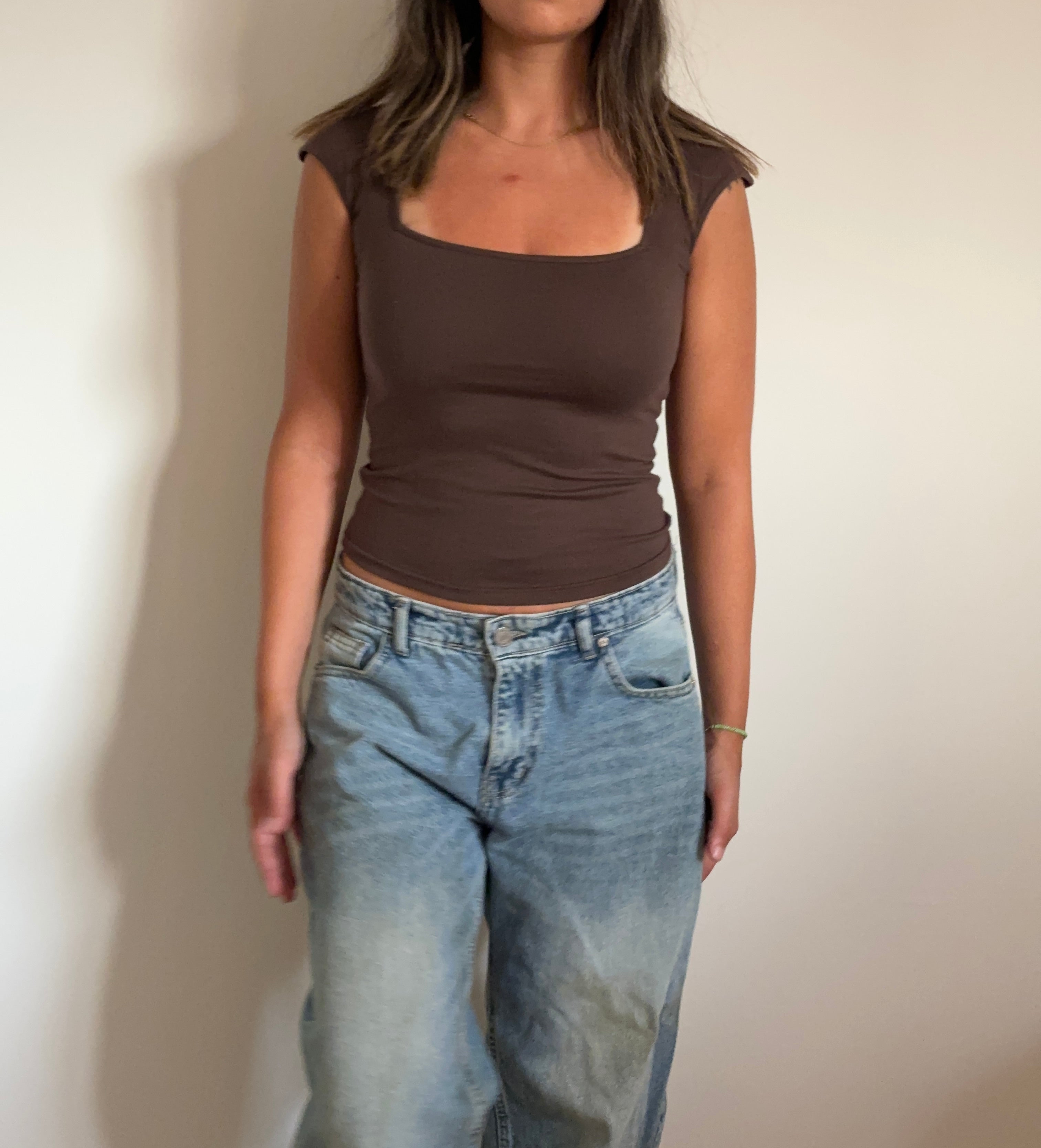 Half Sleeve Square Neckline Top