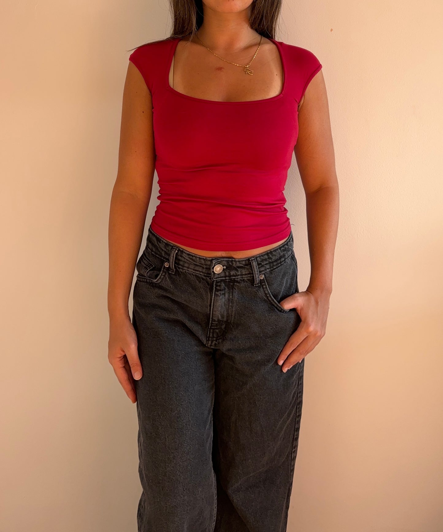Half Sleeve Square Neckline Top