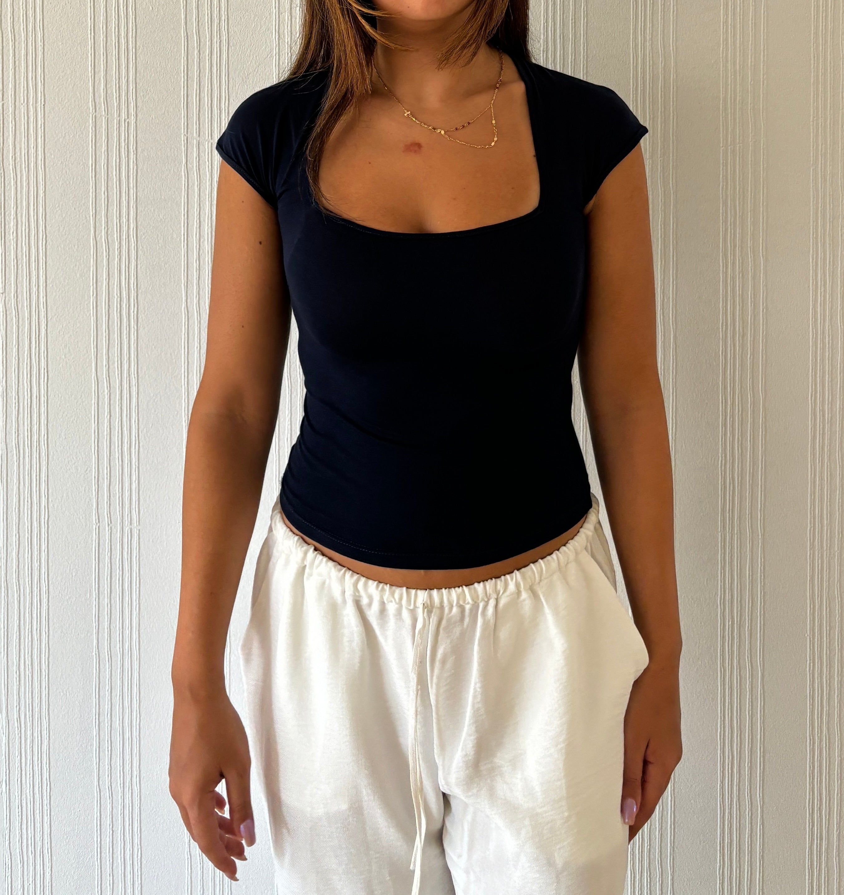 Half Sleeve Square Neckline Top