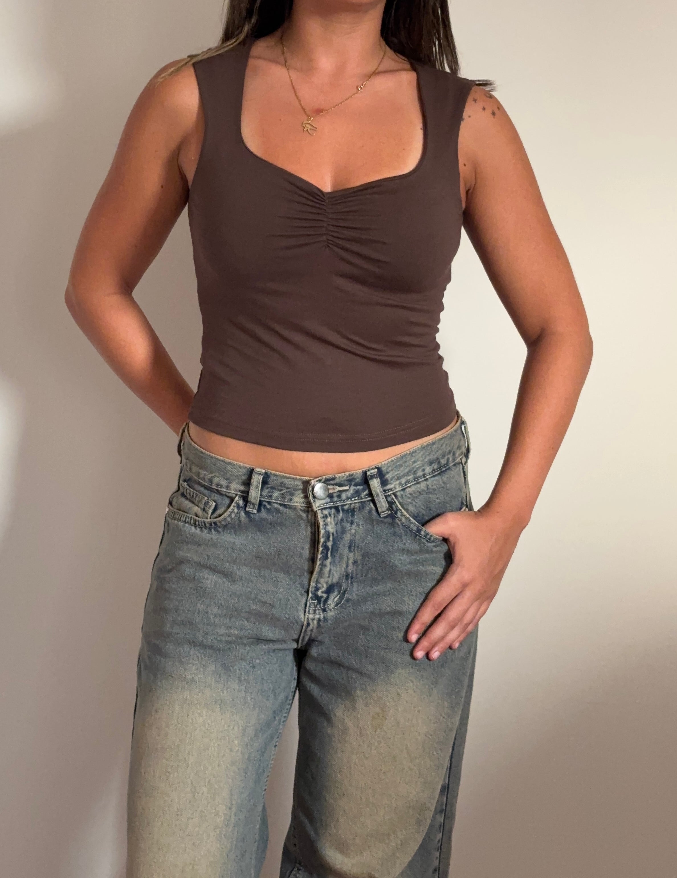 Ruched Sweetheart Tank