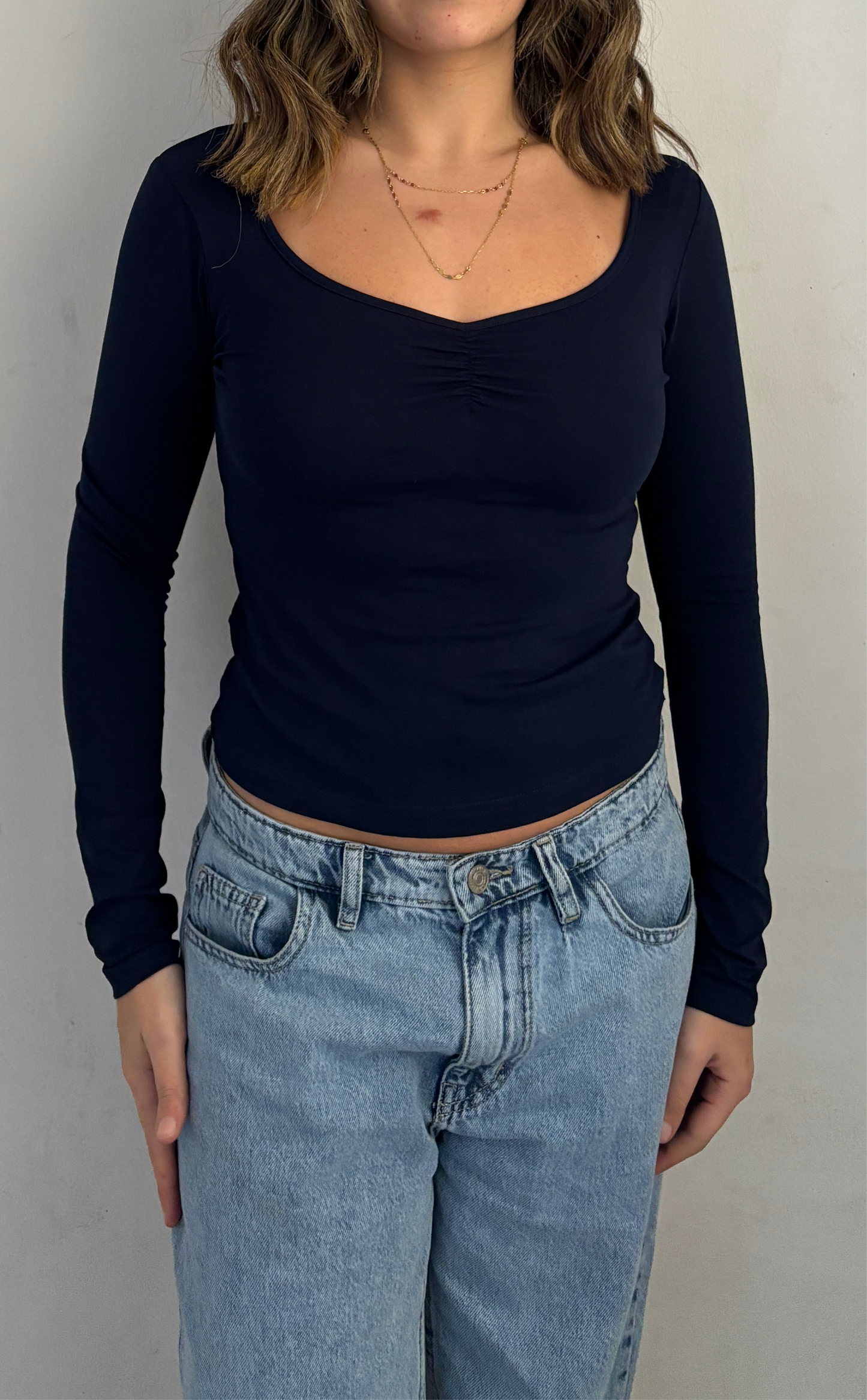 Fitted Ruched Scoop Neck Top