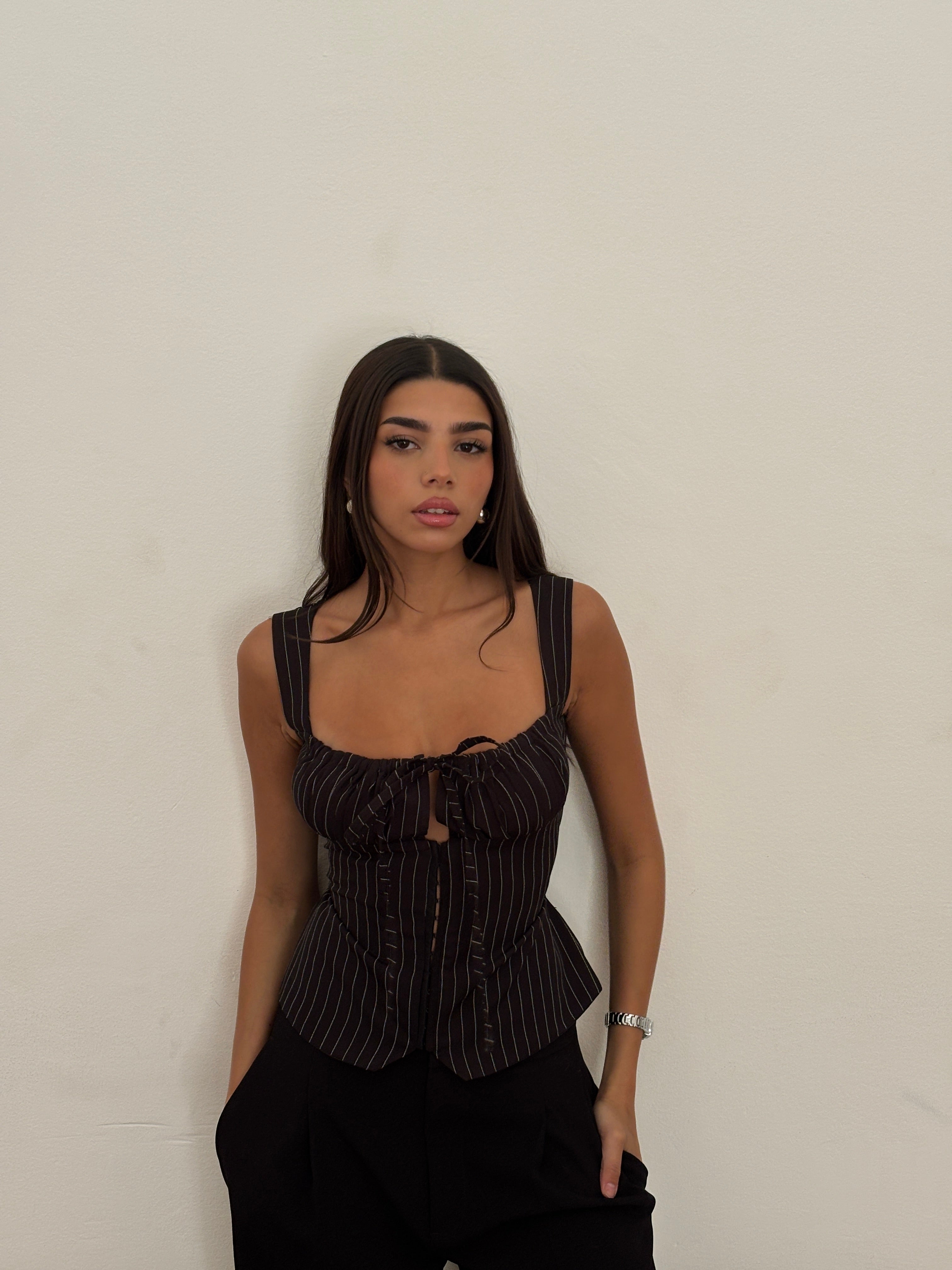 Pinstripe Corset Top