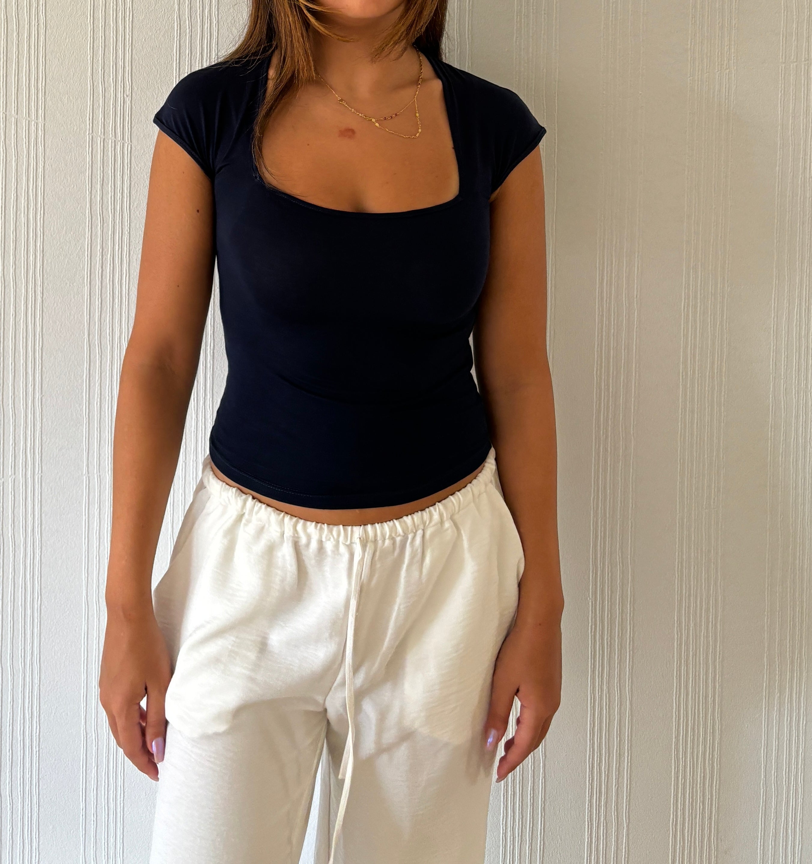 Half Sleeve Square Neckline Top