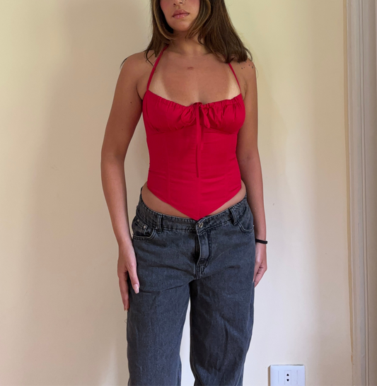 Karlee Corset Top In Red