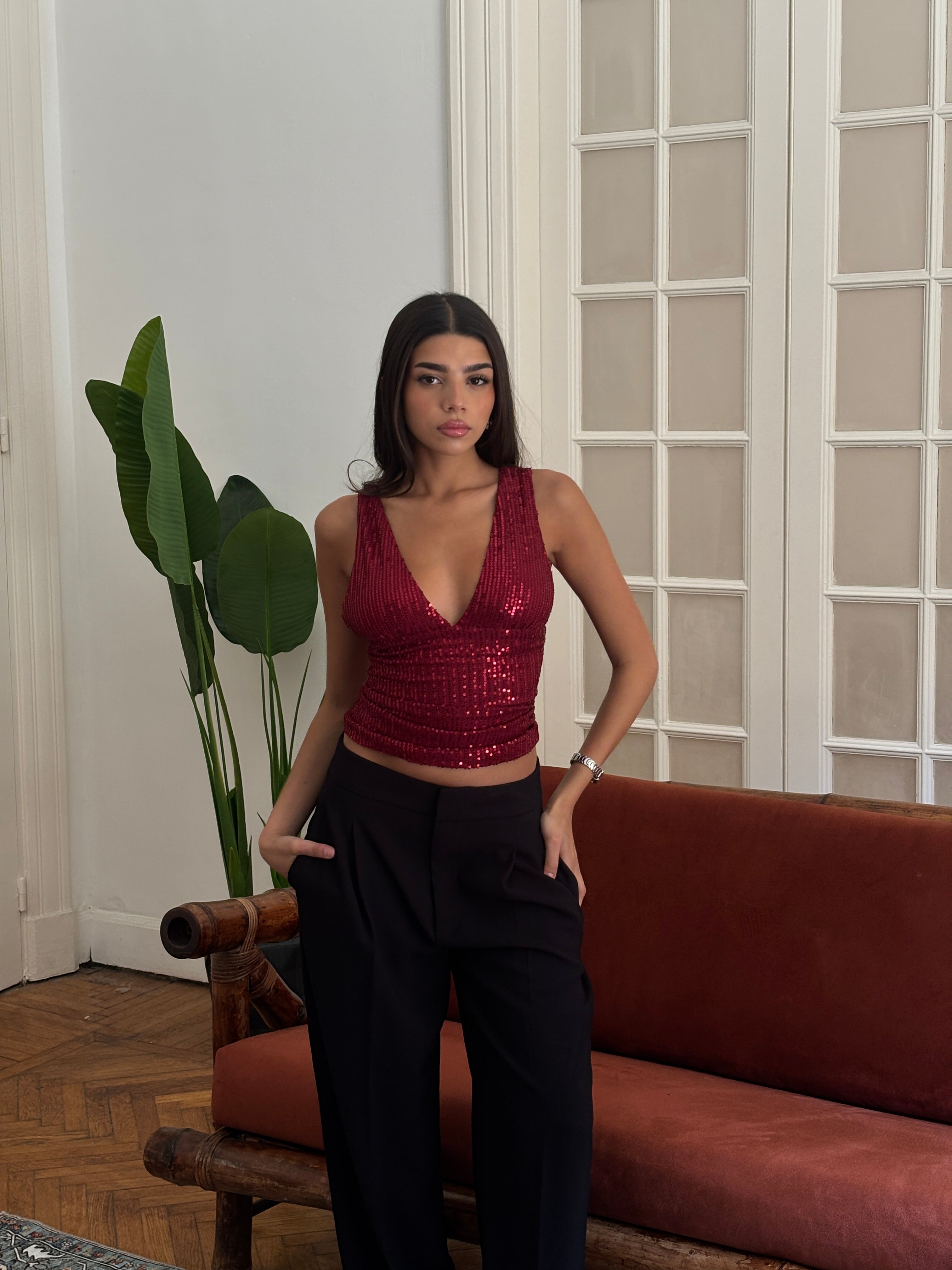 Sculpted Sequin Top