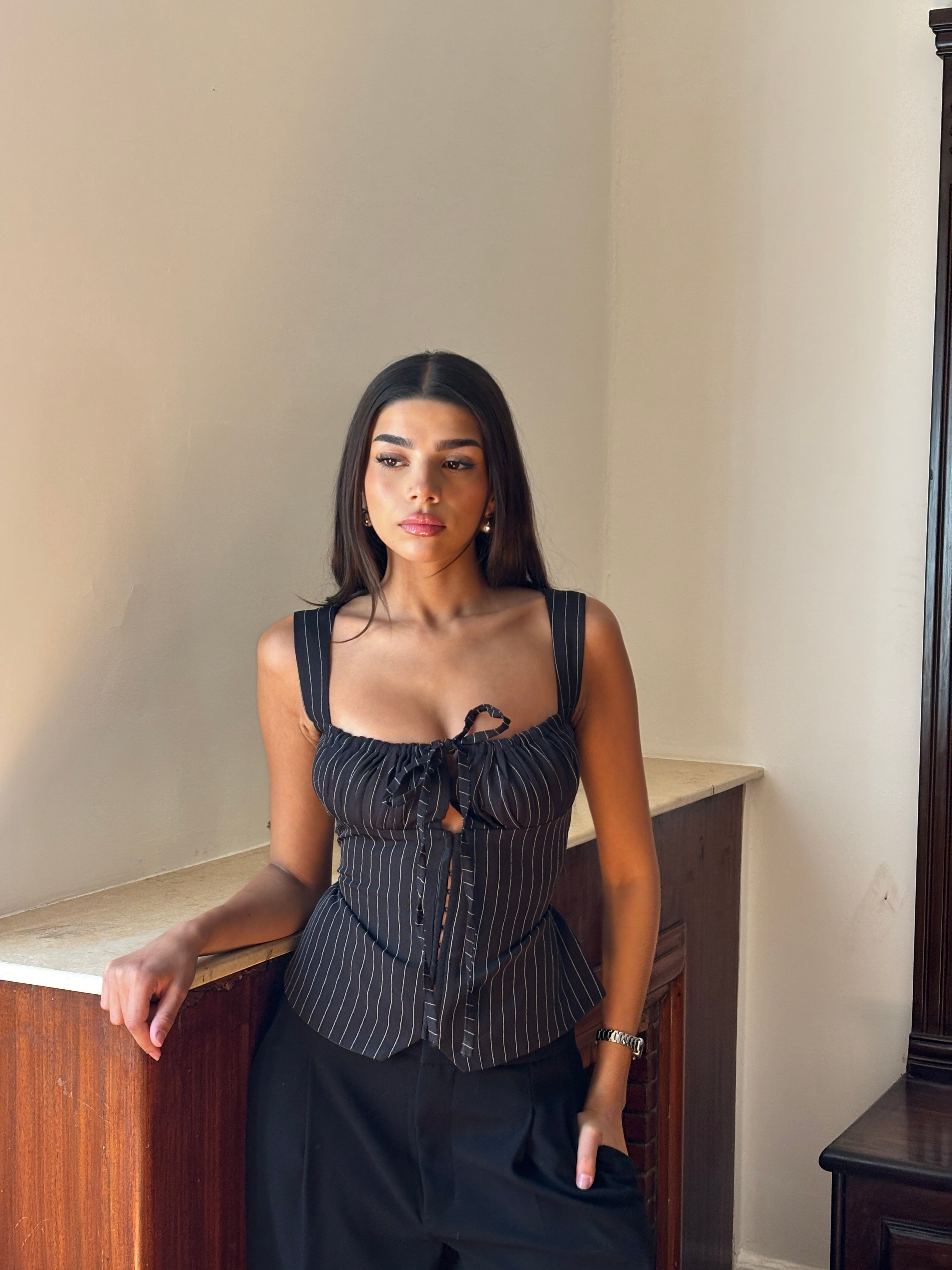 Pinstripe Corset Top