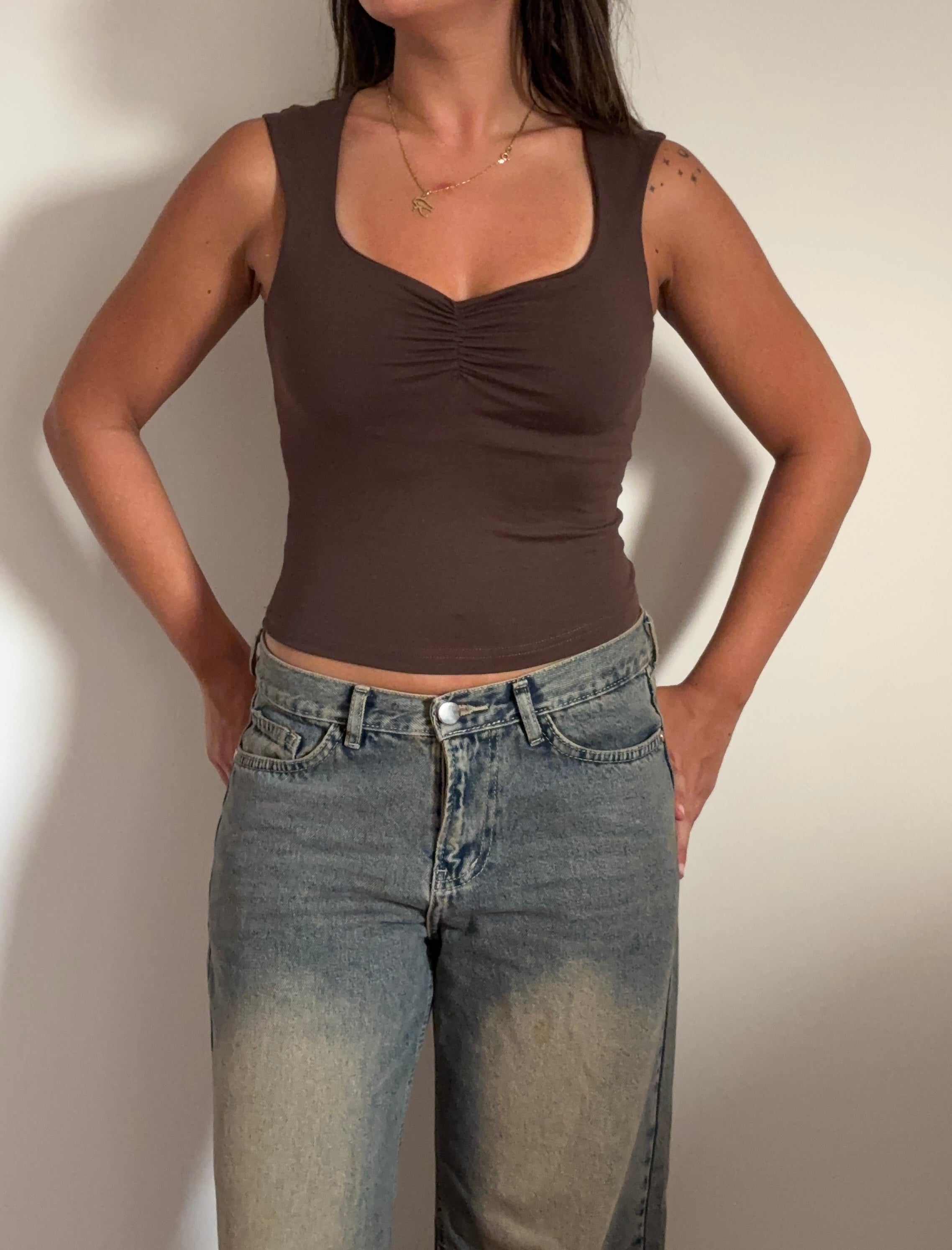 Ruched Sweetheart Tank