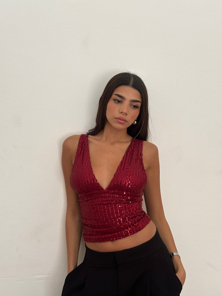 Sculpted Sequin Top